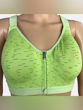 Victoria's Secret Lime Green Front-Zip Sports Bra 38DD With Underwire GUC